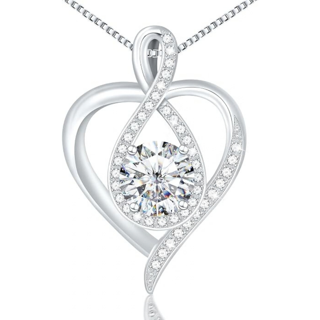 925 Sterling Silver Infinity Heart Necklace
