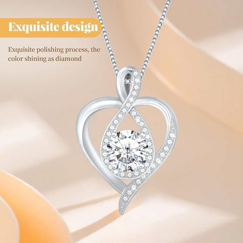 925 Sterling Silver Infinity Heart Necklace