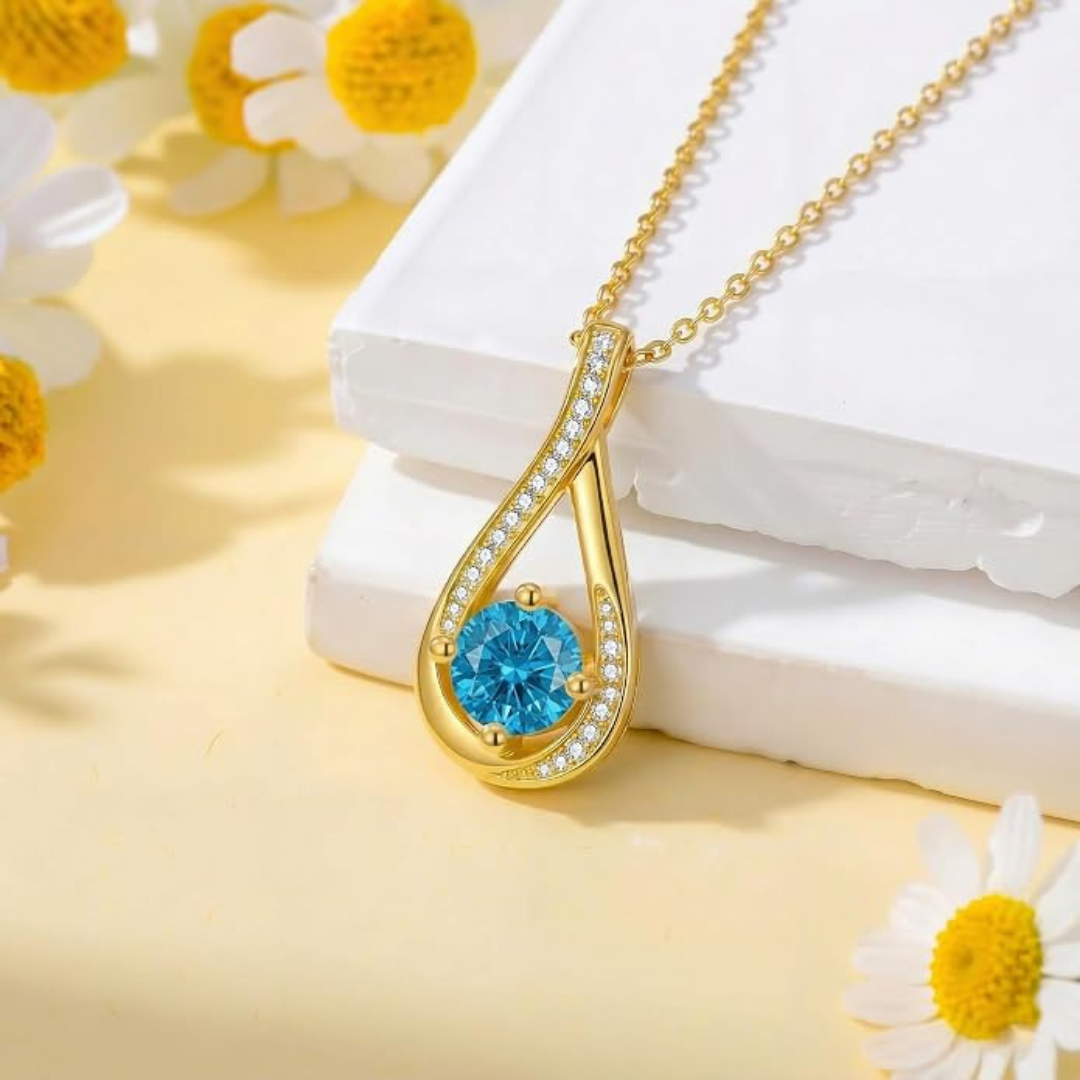 14K Gold Infinity Birthstone Necklace