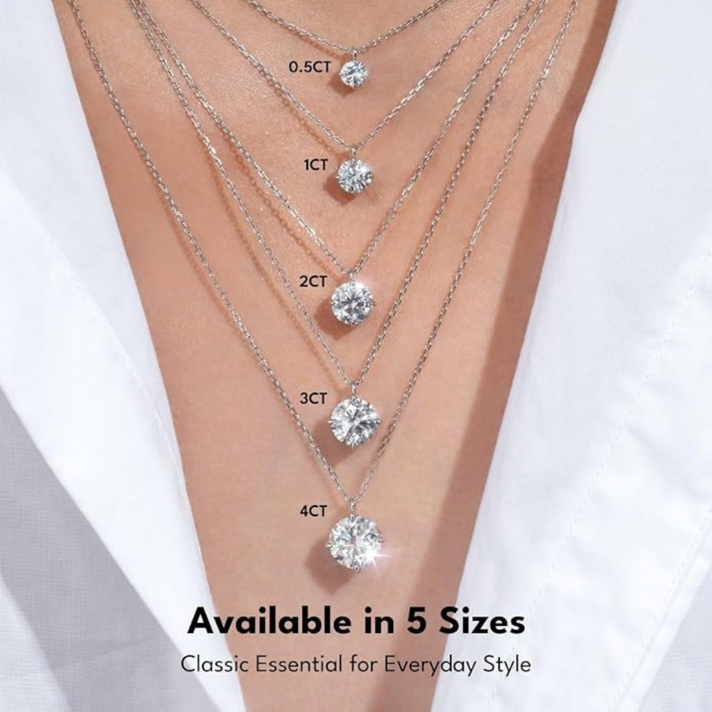 KRKC Moissanite Pendant Necklace for Women